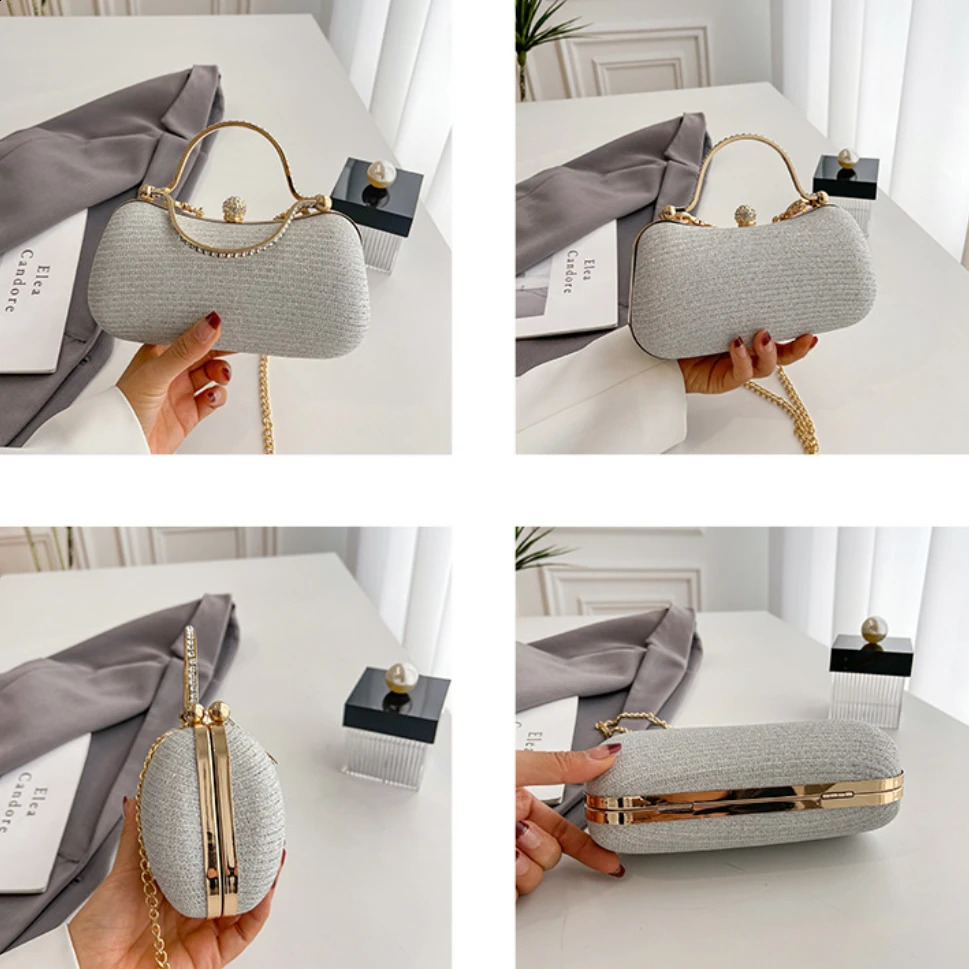 Fashion Womens Bags Texture Rhinestone Handbag Slanting Cross Single Shoulder Banquet Bag Celebrity Dinner Bag Clutch Bag 250218