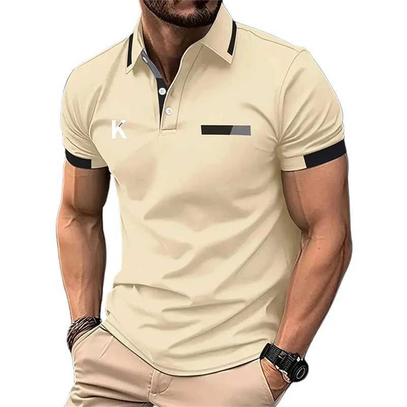Mens Business Polo Golf Polo Work Casual Lapel Short Sleeve Basic Patchwork Button Spring Summer Regular Fit Business Polo W250220