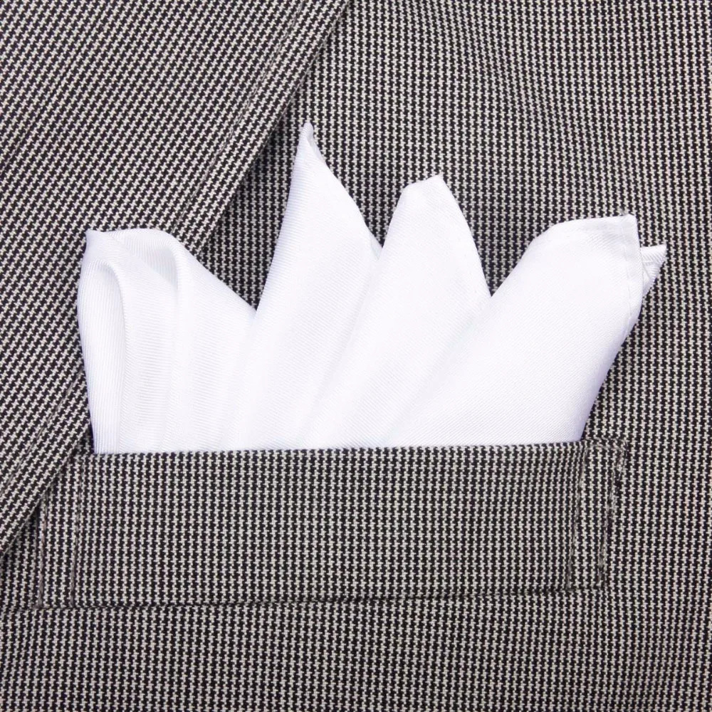 100% Natural Silk Handmade Classical White Pocket Handkerchief Pocket Square Hanky With Giftbox 250221