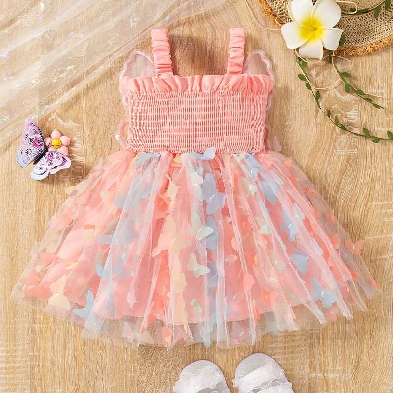 Baby Girl Party Princess Dress Summer Toddler 3d Fairy Butterfly Wings Hanging Strap Mesh Cute Fashion Dress X250220