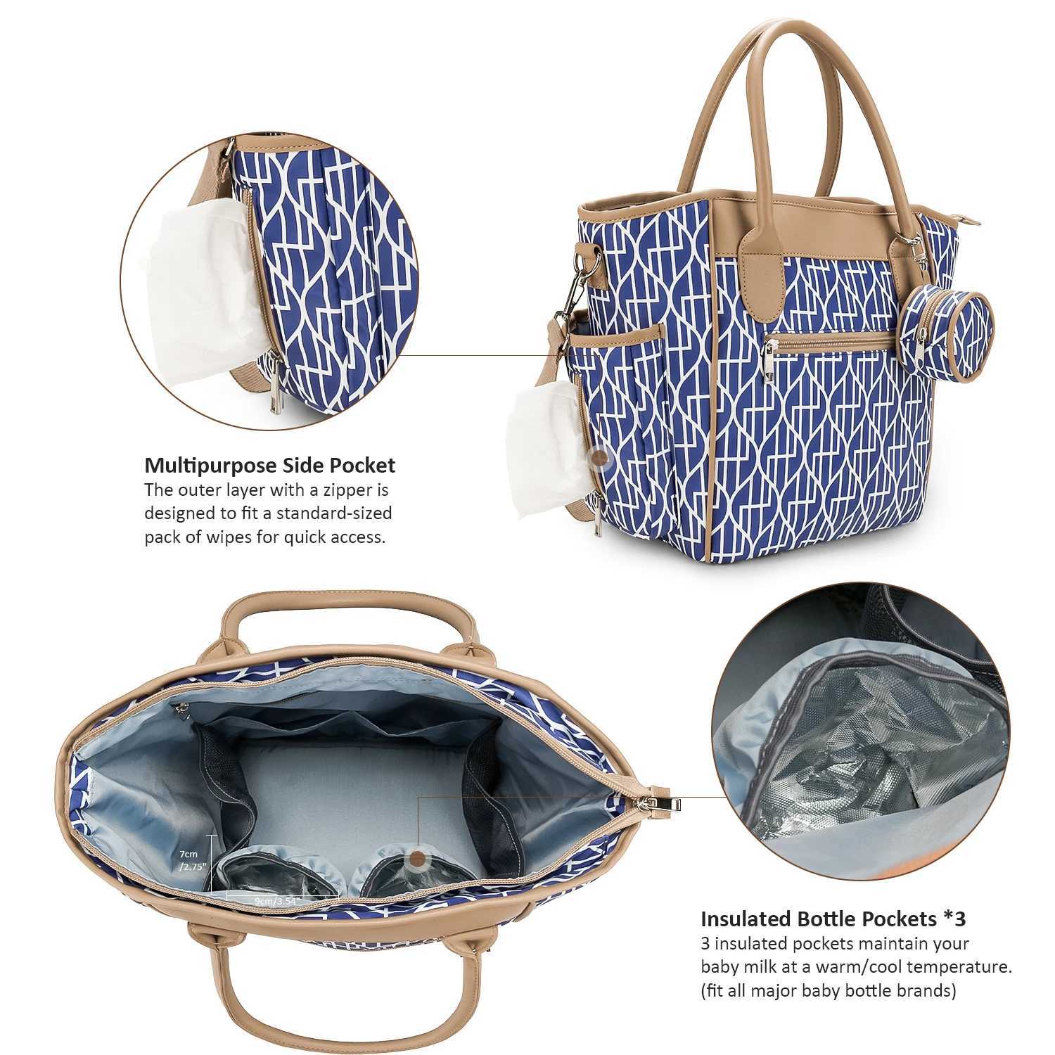 Fashionable portable diaper bag handbag large capacity waterproof diaper changing bag backpack messenger bag travel mom bag X250220