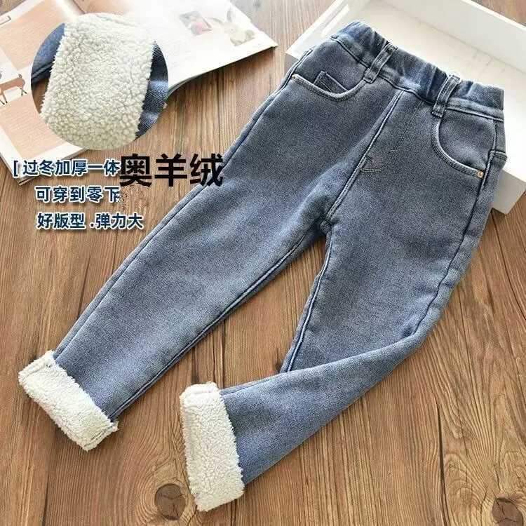 Velvet Winter Warm Pants Jeans for Girls Fall Trousers Outerwear Clothes Teenagers Kids Childrens Clothing Boy Jeans Z250220