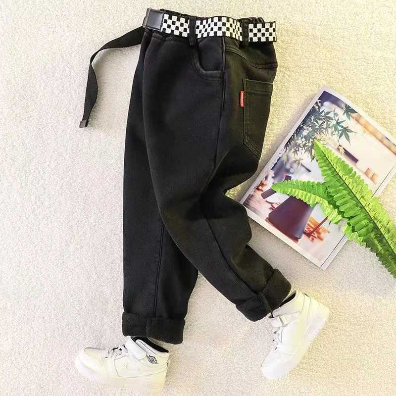 Velvet Winter Warm Pants Jeans for Girls Boys Fall Trousers Denim Pants Clothes Teenagers Childrens Clothing Boy Jeans 2024 New Z250220