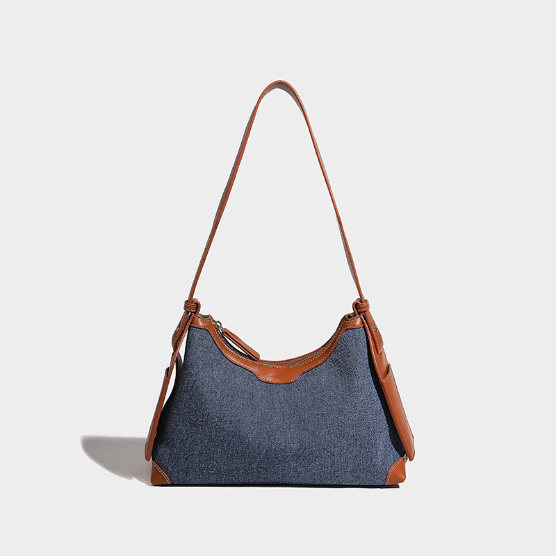 Chic Large Volume Denim Crossbody Bag - Sleek Pillow Design for Everyday Use