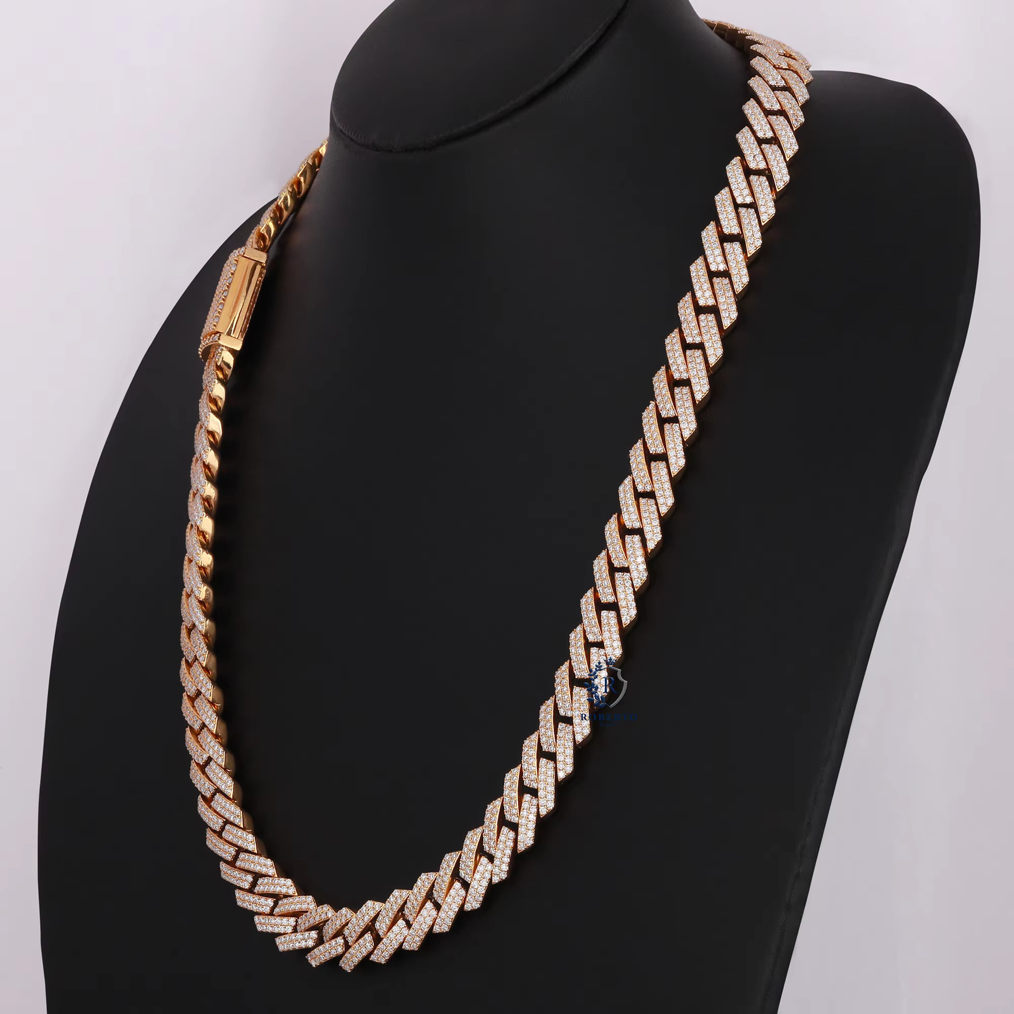 High-end Moissanite Hip Hop 12MM Rose Gold Full Set for Men Sier Necklace Cuban k Chain