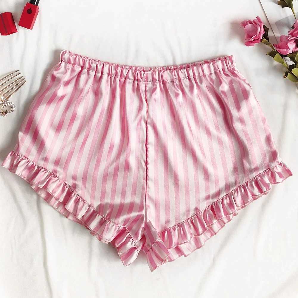 Satin Silk Pajamas Set Women Sexy Spwear Summer Hot Sveless Pijamas Faux Silk Homewear Pink Striped Nightwear Lingerie BraXJ250220