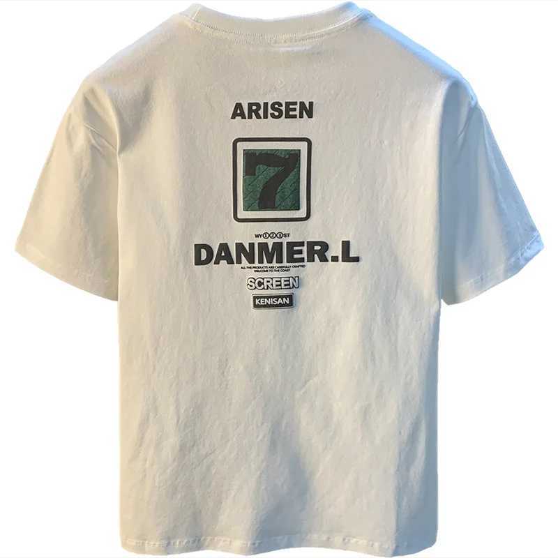 High end short sleeved T-shirt mens summer loose plus size 2025 new casual elastic trend printed top W250220