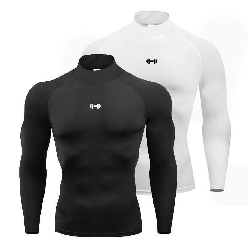 Mens Running T-shirts Compression Long Sleeve Sport Shirts Dumbbell Fitness Training Jogging Gym Sportswear Quick Dry Rashgard W250220