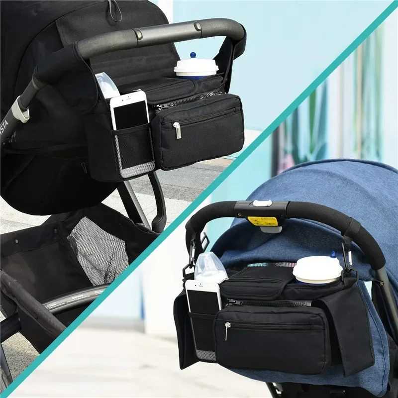 Baby Stroller Storage Large Capacity Travel Hanging Bag Mummy Bag Phone Bottle Holder Pram Diaper Bags Baby Stroller Accessories X250220