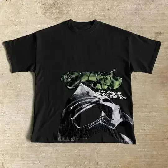 T Shirt Y2K Tops Men Women American Harajuku Hip Hop Gothic Cartoon Graphic Print Oversized TShirt Cotton Short Sleeve Clothes 250221
