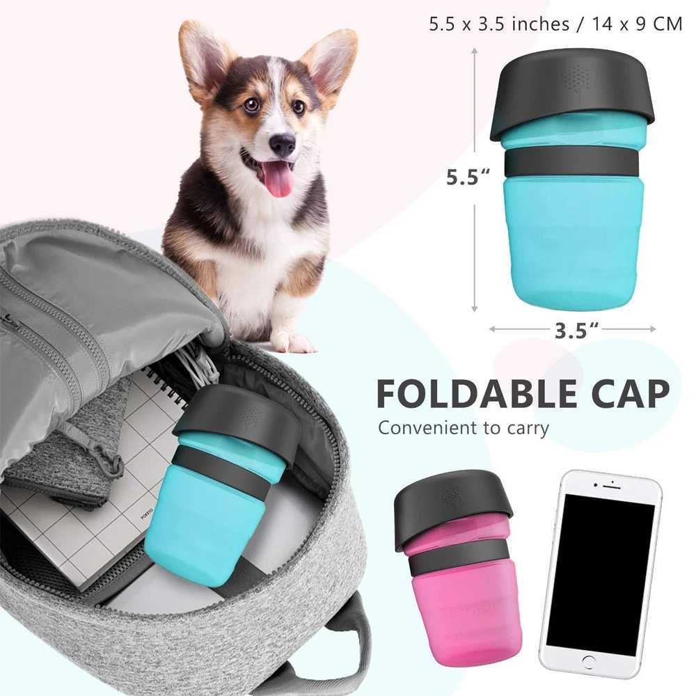 Dog Travel Bowls Bags 500ML Dog Water Bottle Bowl Foldable Leak-proof Water Food Cup Pet Feeder Bowl Portable Large Capacity Pet Outdoor Drinking Bowl