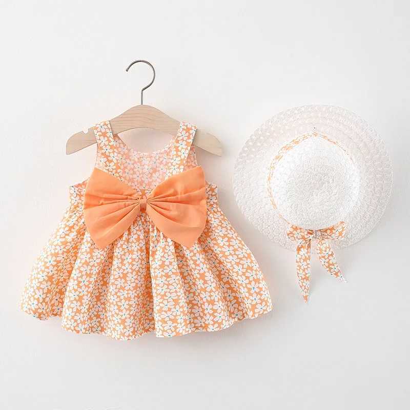2Piece Summer Newborn Dresses Toddler Clothes Korean Cute Bow Flowers Beach Infant Princess Dress Baby Girl Clothing Set BC252 X250220