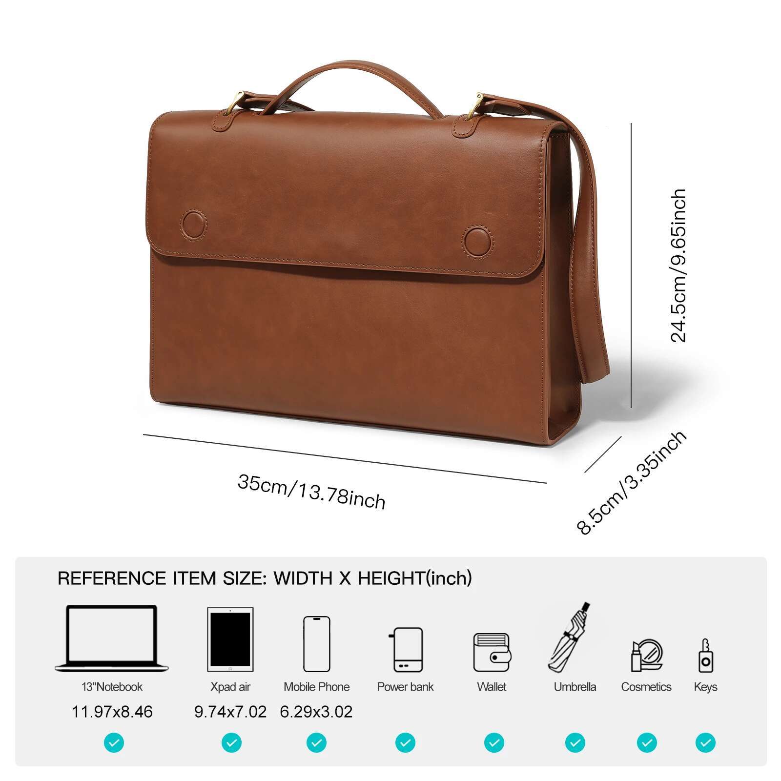 ITAMOOD Vintage Briefcase, Commuter Large Capacity Handbag, Original Leather Crossbody Bag