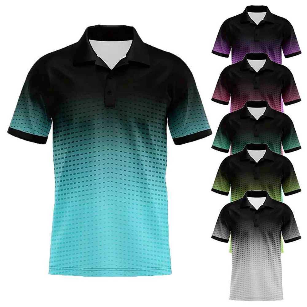 Fashion Gradient 3d Print Polo Shirts For Men Casual Short Sleeved Lapel Tops Breathable Quick Dry Oversized Golf Sports T-Shirt W250220
