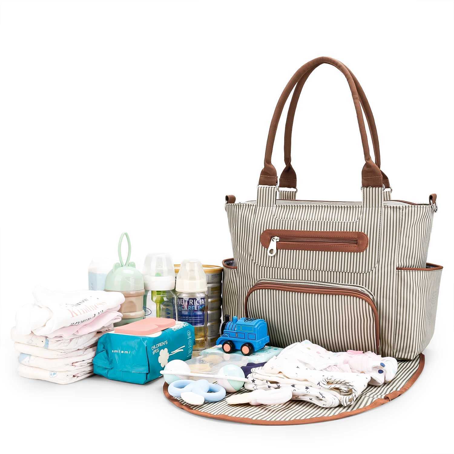 7-piece pajama changing bag set multifunctional mummy handbag baby changing bag shoulder handbag travel diaper bag X250220