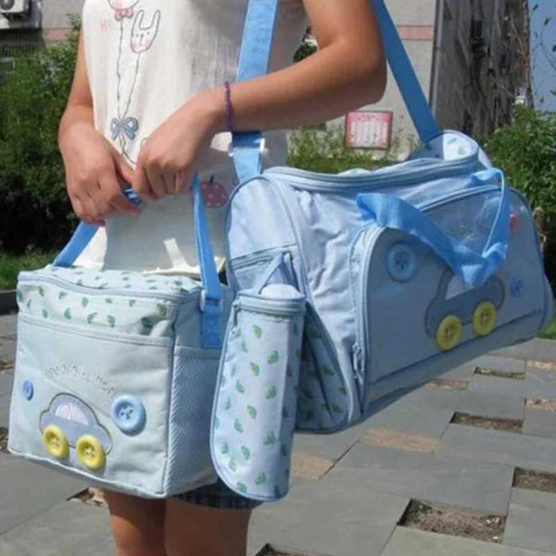 4pcs Set Mommy Bags Baby Diapers Feeding Bottle Storage Bags with Diaper Changing Pad Multifunctional Baby Product Organizer Bag X250220