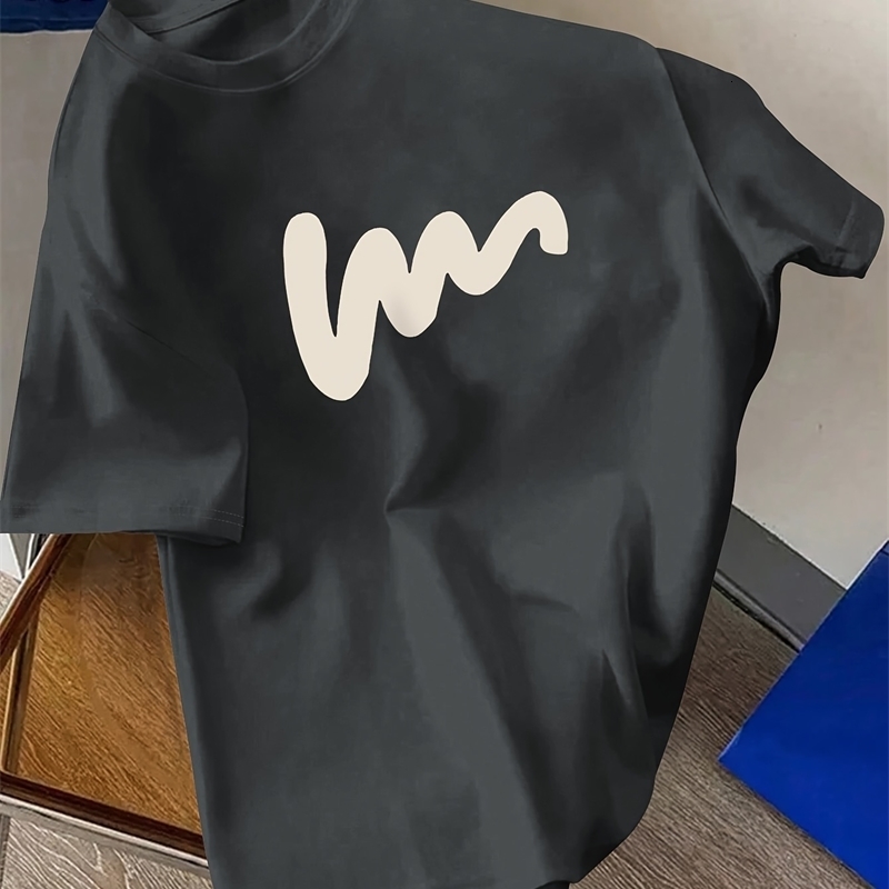 Summer mens 100 polyester comfortable casual loose creative pattern printed sports round neck short sleeved Tshirt 250213