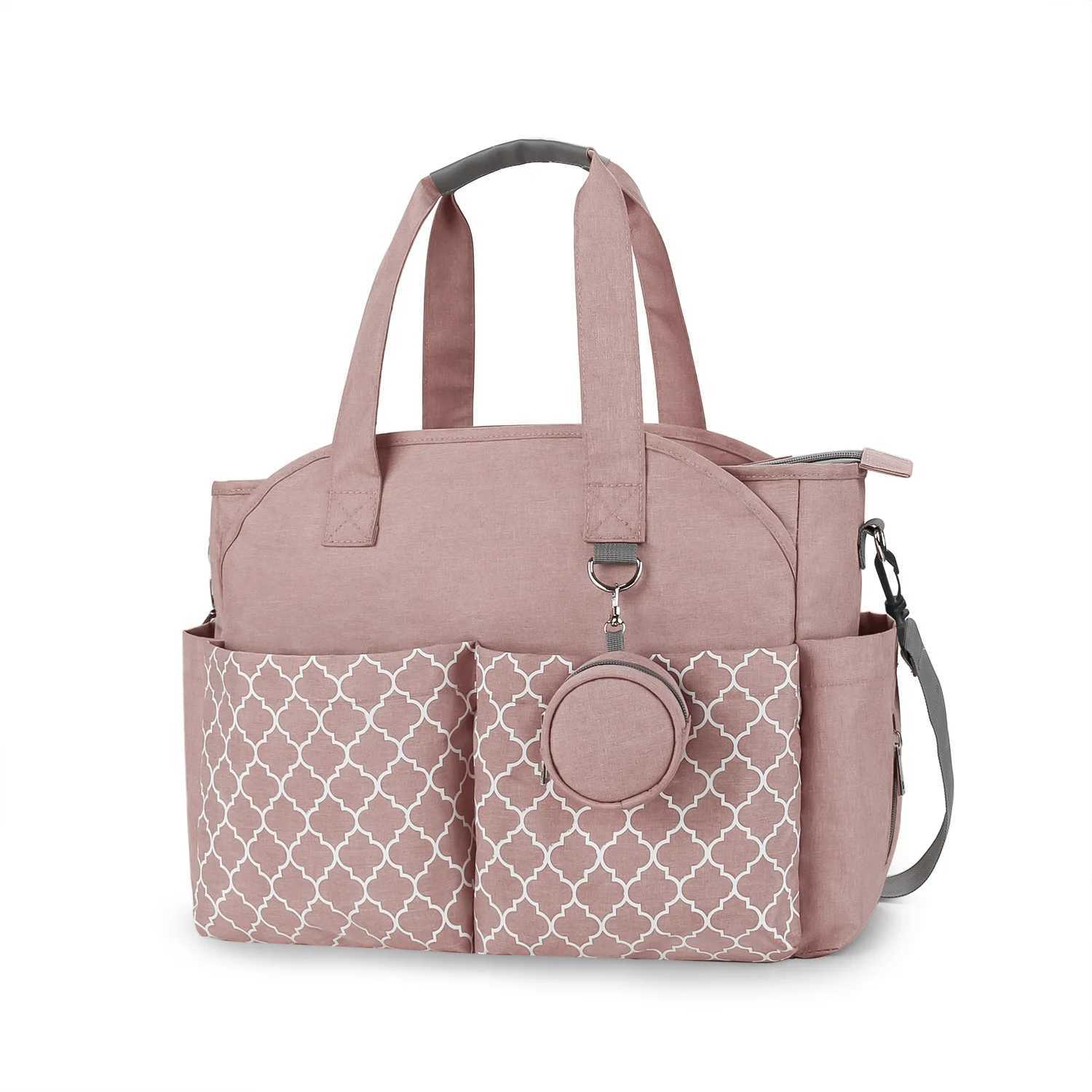 2024 New Portable Shoulder Mommy Bag Printed Geometric Pacifier Bag Maternal and Infant Travel Outdoor Mom Bag X250220