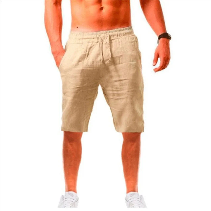 Oversized Casual Soild Shorts Men Summer Cotton Linen Shorts Man Breathable Sport Beach Shorts Gym Basketball Shorts Men Clothes 250217
