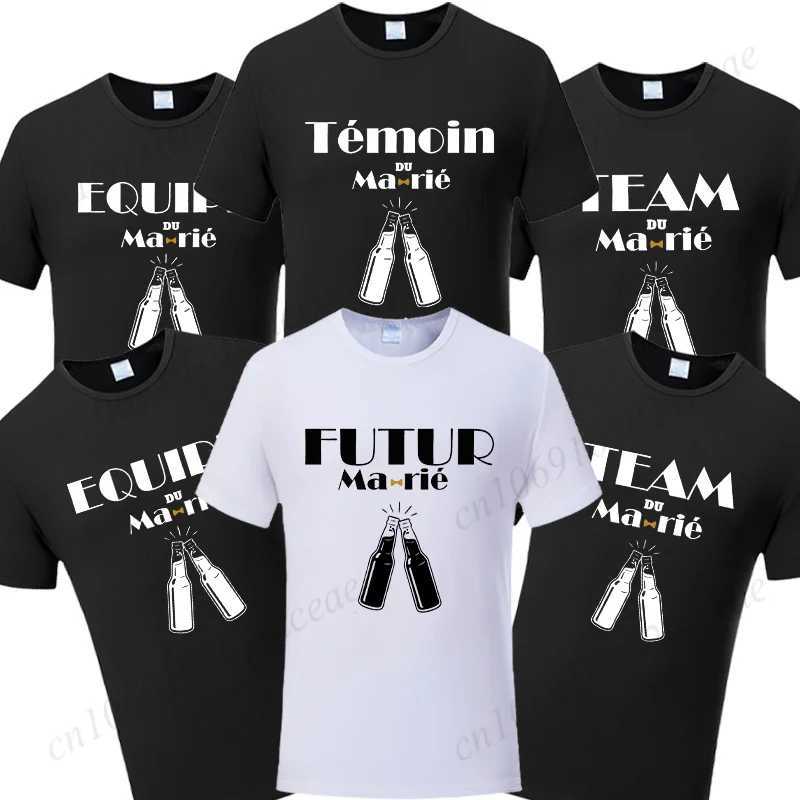 Fashion Beer Graphic Tops French Boyfriend Single Farewell Bachelor Party T-shirts Evg Future Team Groom Man Shirt Wedding Tees W250220