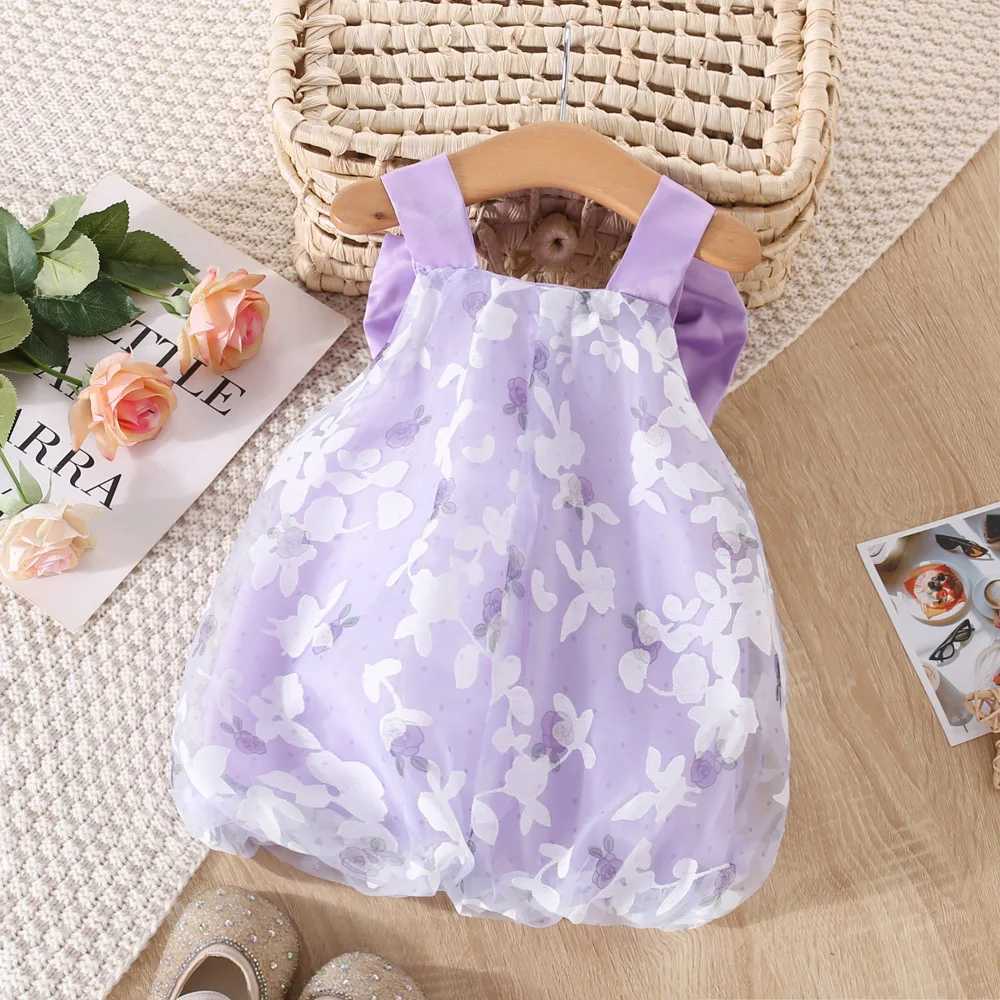 Summer Baby Dress Fashion Flower Printed Gauze Princess Dress Lovely Big Bow Toddler Girl Dress X250220