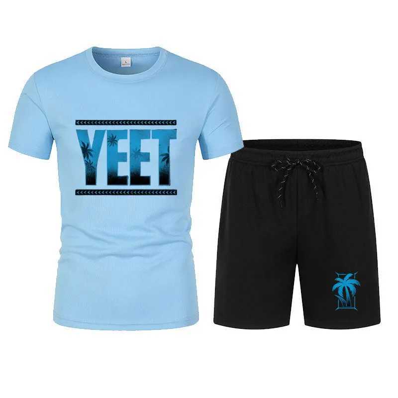 2024 New Mens Black Re-Use T-Shirt Shorts Set Summer Short Sleeve Men Overiszed Suits 2024 New Causal Clothing Sets W250221