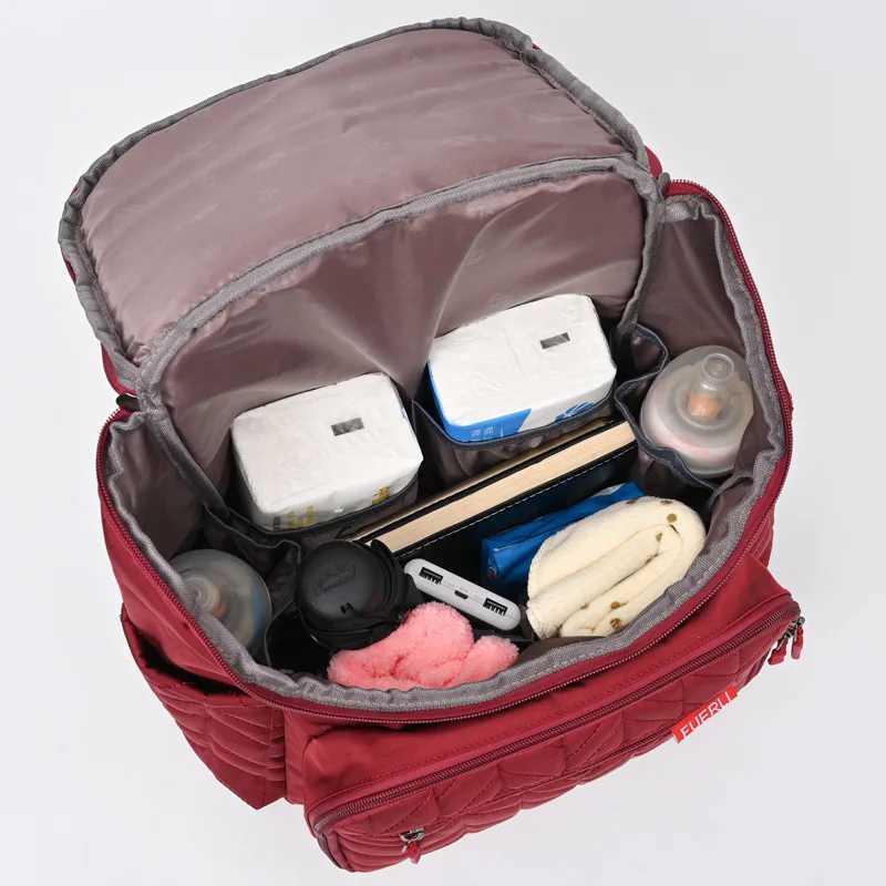 New solid color European and American large capacity embossed mother and baby bag portable diaper baby bottle X250220