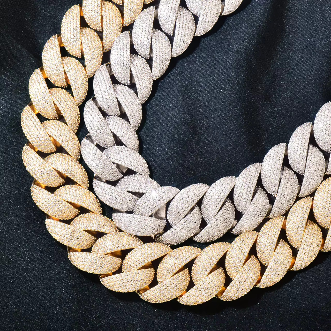 Iced Out Necklace Jewelry Moissanite Heavy Gold Plated 5 Row Dia 22mm Curb Cuban k Chain for Men