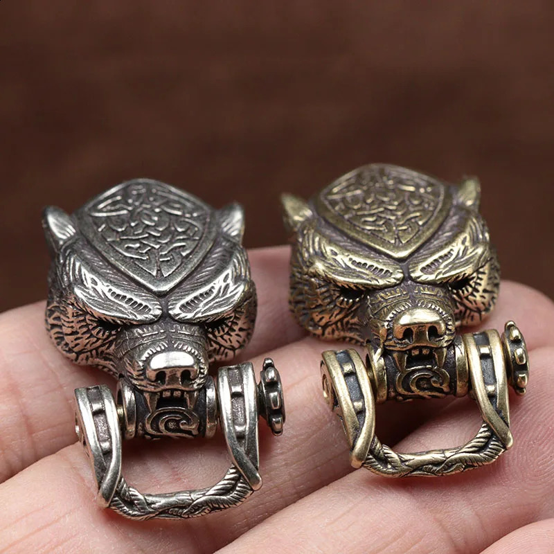 Bear Head Brass Buckle EDC Outdoor DIY Woven Paracord Survival Bracelets Supplies Accessories Retro Umbrella Rope Lanyard Beads 250213