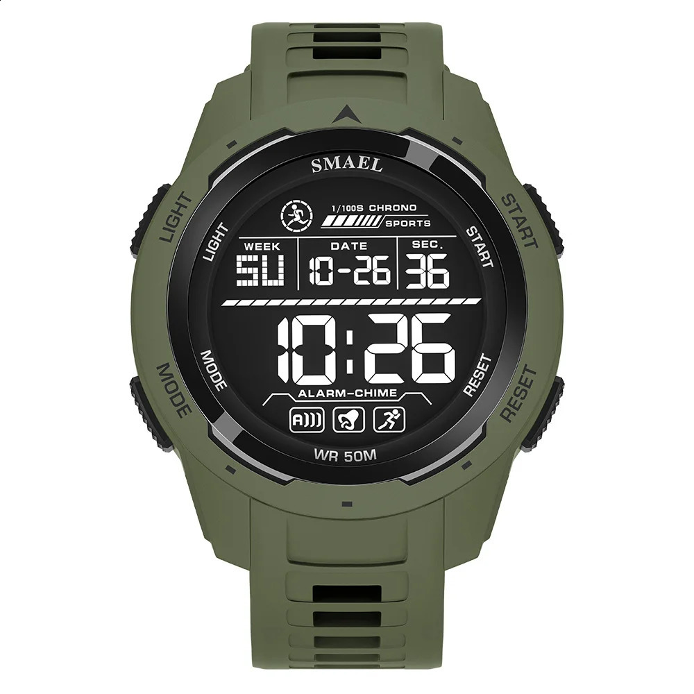 SMAEL Digital Watches Sports LED Wristwatches Mens 50m Waterproof Sport Watch Digital Light Stopwatch 8105 Military Watch Men 250217