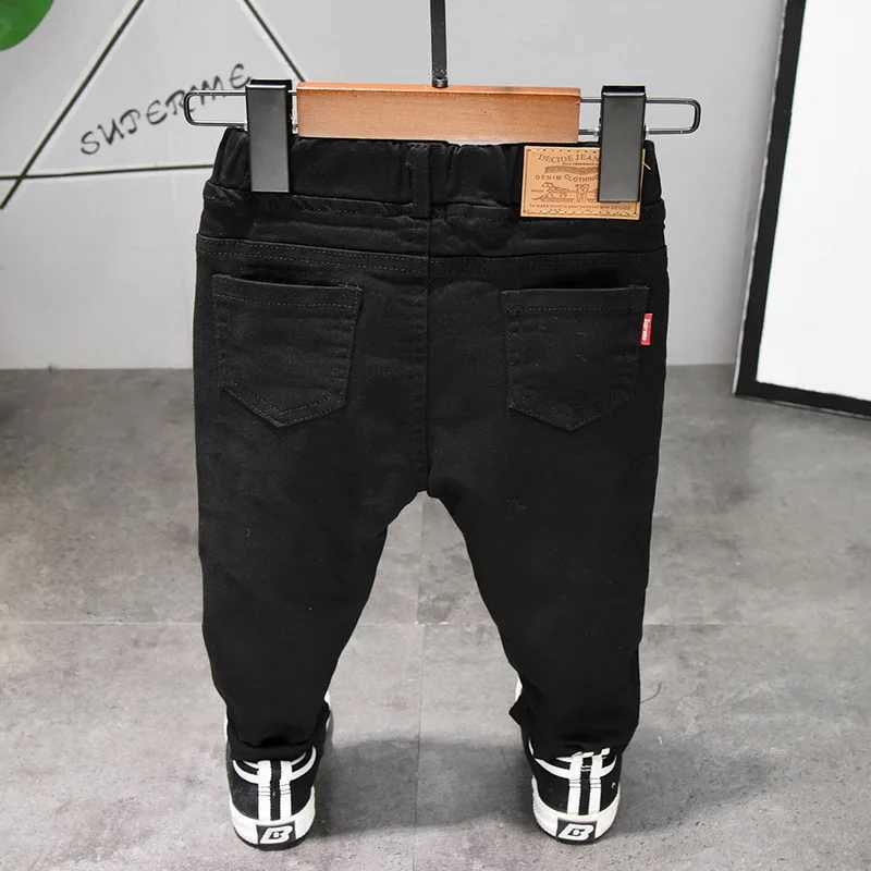 New Boys Jeans Edition White/Black Broken Cave Denim Trouser Jeans Childrens 2021 Baby Jeans Childrens Denim Street Clothing Z250220