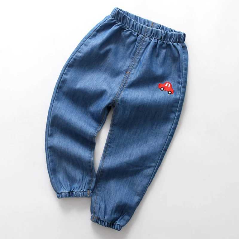 Boys Girls Summer Casual Thin Long Pants Fashion Solid Color Children Jeans Embroidery Kids Trousers Denim Clothing 1-6Y Z250220