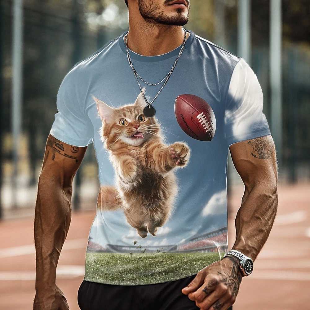 Fashion Cat Pattern 3d Printed T-Shirts For Men Women Loose Casual Tops Quick Drying Tees Summer Short Sleeve Mens T-Shirt 2025 W250220