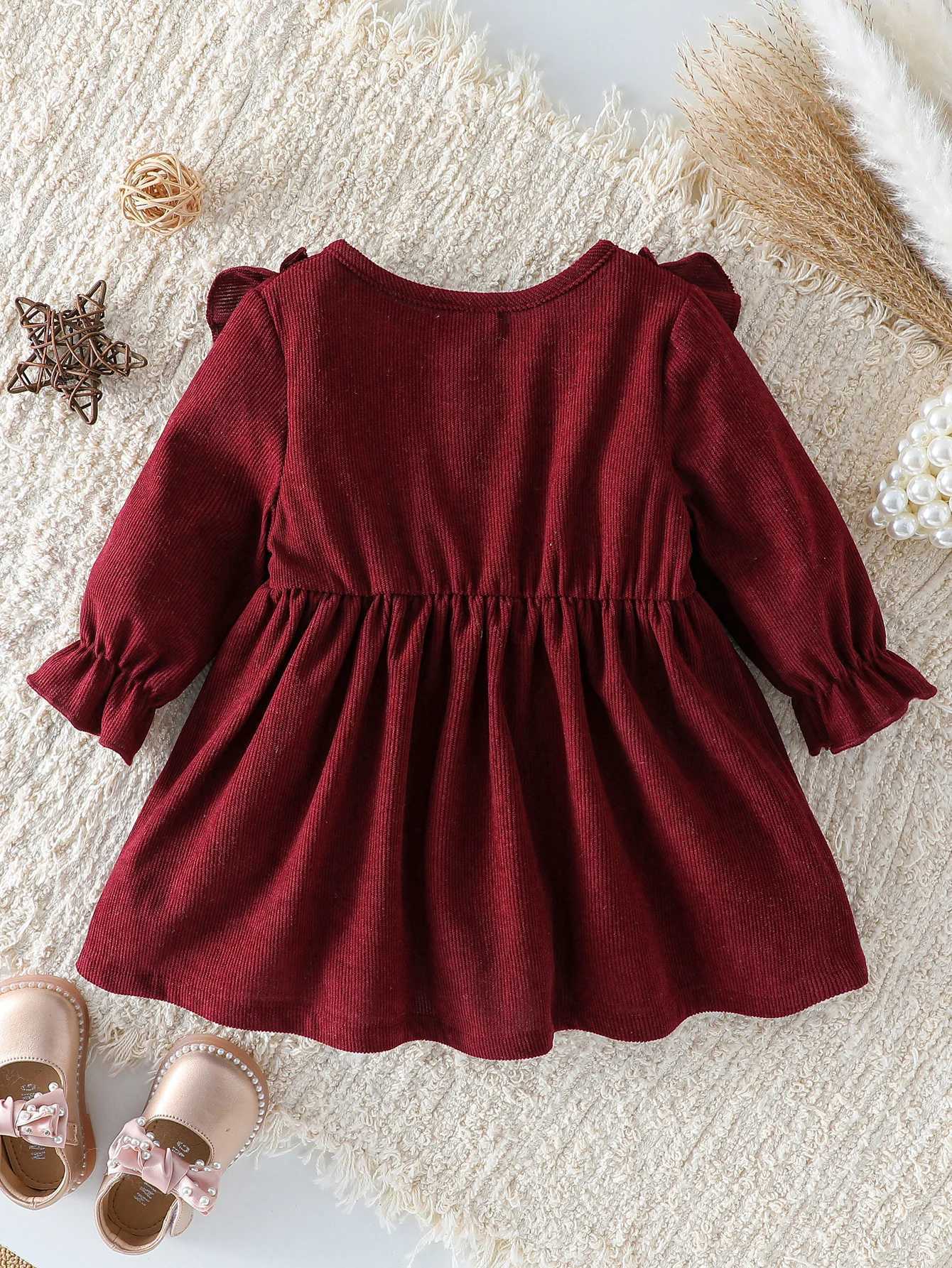 Baby Girls All Seasons Long Sleeve embroidery For 1-3Y flying sleeve Fashion Streetwear Round neckDress X250220