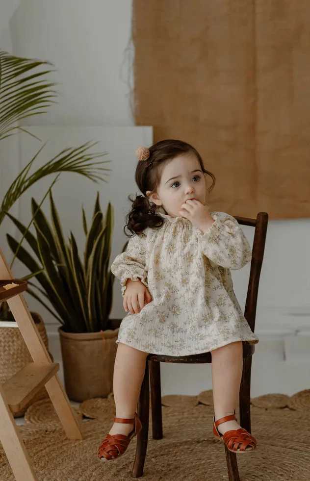 Floral Baby Girl Dresses Spring Organic Cotton Newborn Girl Romper Toddler Girl Clothes X250220