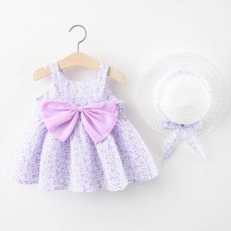 2Piece Summer Newborn Dresses Toddler Clothes Korean Cute Bow Flowers Beach Infant Princess Dress Baby Girl Clothing Set BC252 X250220