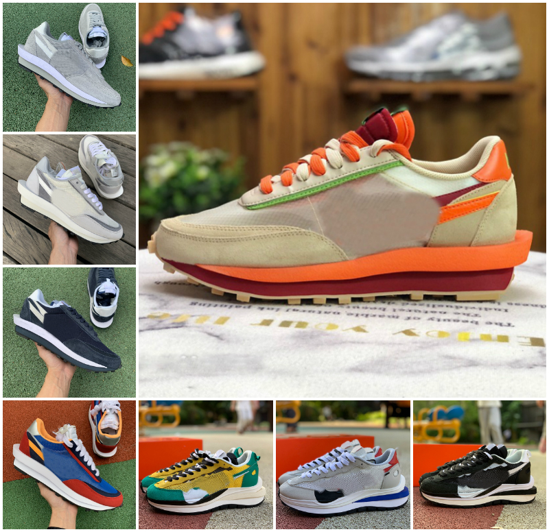 sacais Mens Women Running ShOes Designer LD Waffle Orange Blaze Nylon White Black Sail Gum Sesame Game Royal Fragment Grey Blue Void Gusto Pine Green Sneakers