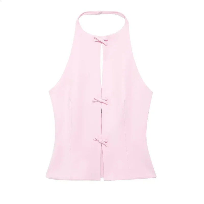 TRAF Bow Two Piece Set Backless Halter Women Top And Mid Waist Lady Skirt In 2024 Summer Fashion Casual Office Lady Set 250219