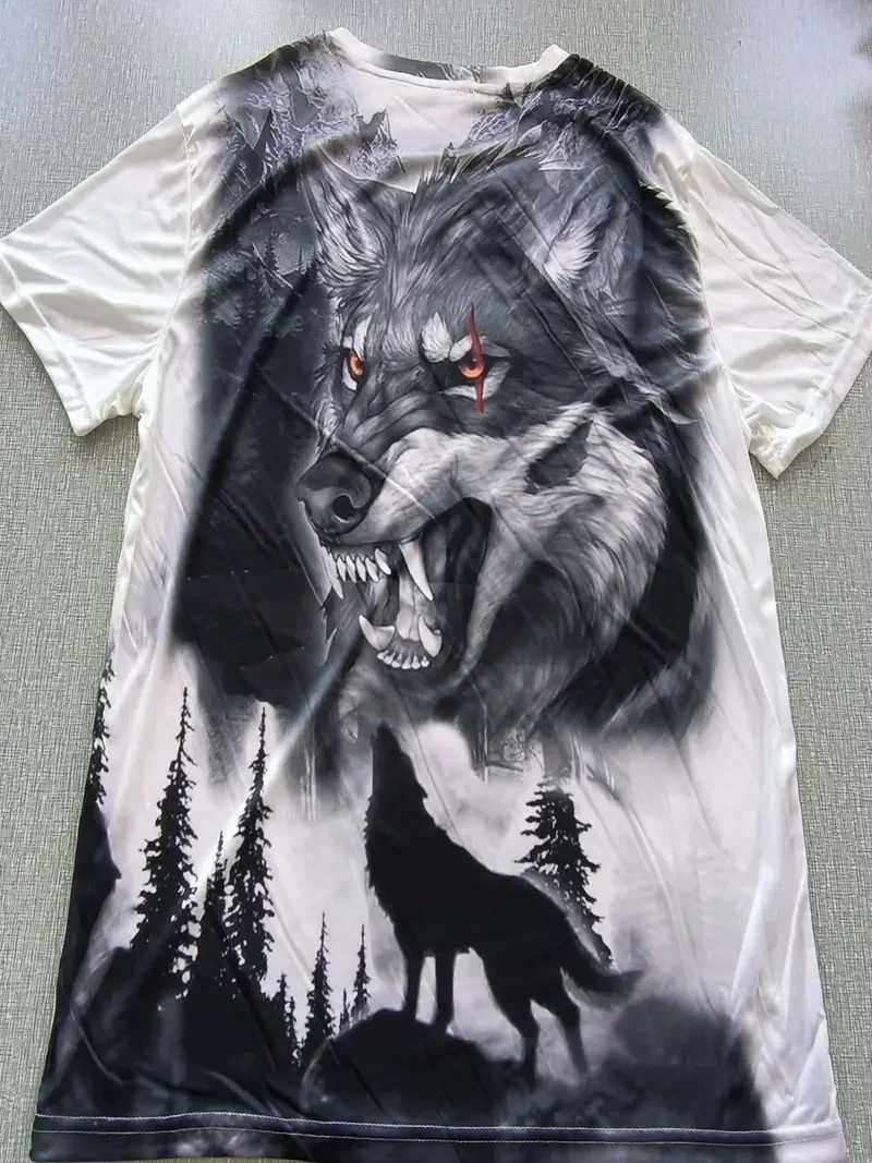 3D wolf pattern printing mens graphic design staff collar novel T-shirt casual T-shirt summer mens clothing daily vacation resort W250220