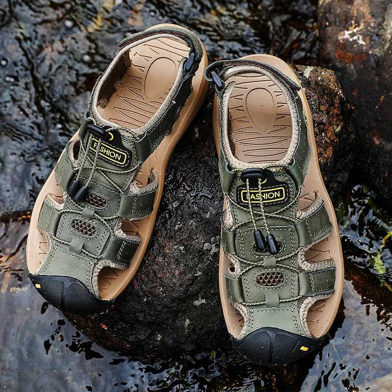 New Arrival Mens Leather Sandals Summer Classic Mens Outdoor Sandals Soft Comfortable Beach Sandals Slippers Men Shoes Large Size 38-48 T250220