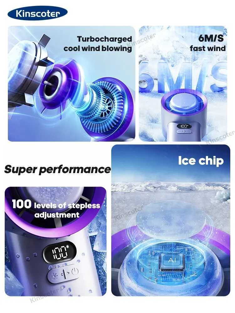 Electric Fans KINSCOTER Portable Handheld Turbofan with 100 Wind Speed Adjustable Mini Personal Fan Battery Powered Electric Eyelash Fan H250220