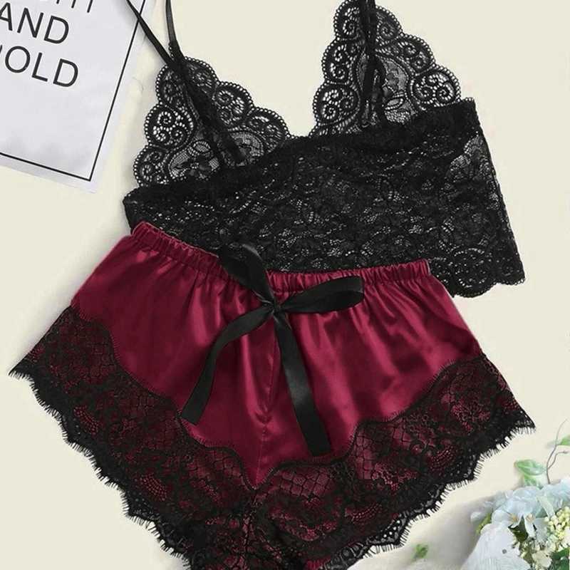 Pajama Sets Sexy Pajamas for Women 2 Pieces Top Shorts Set Spwear Clothes Lace Pajamas Underwear LingerieXJ250220