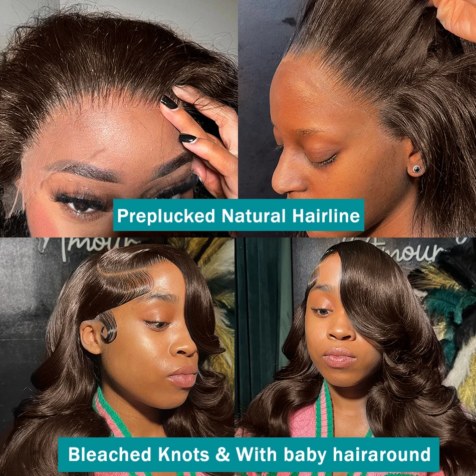 Free shipping 40 Inch Biazilian Chocolate Brown Body Wave 13x4 Transparent Lace Front Human Hair 200% Density Colored Synthetic Wig for Women