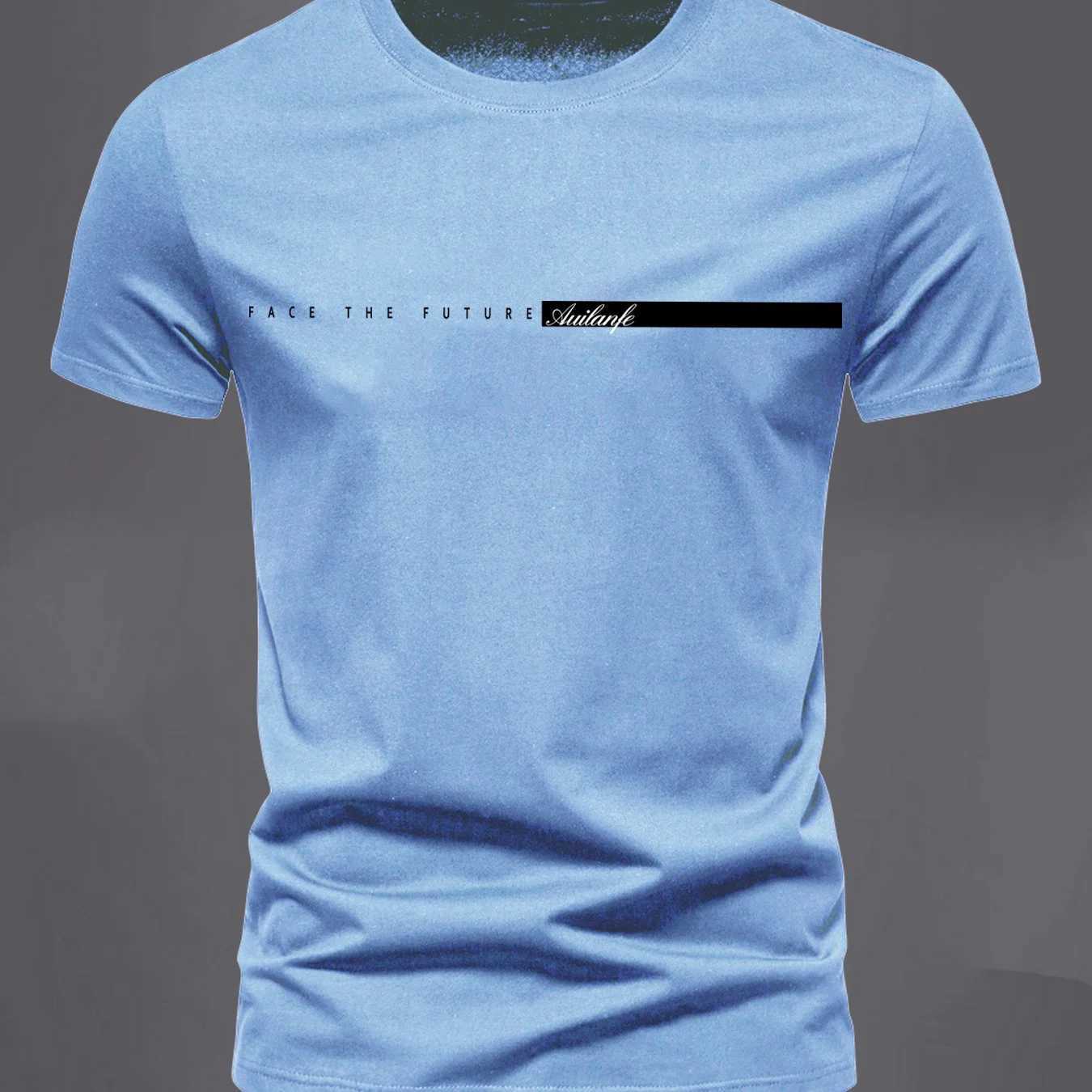 Summer mens 00% pure cotton casual sports loose oversized simple letter pattern printed round neck short sleeved T-shirt top W250220