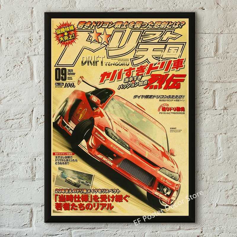 Car Poster Motorsport GTR Sport Cars Manga AE86 Kraft Paper Prints Vintage Club Home Room Bedroom Art Wall Decor Retro PaintingT250221