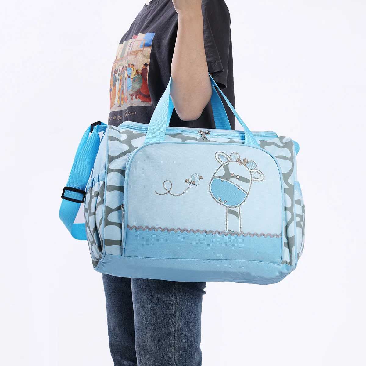 Fashionable embroidered large capacity single shoulder mommy bag multifunctional diagonal diaper bag mother and baby bag X250220