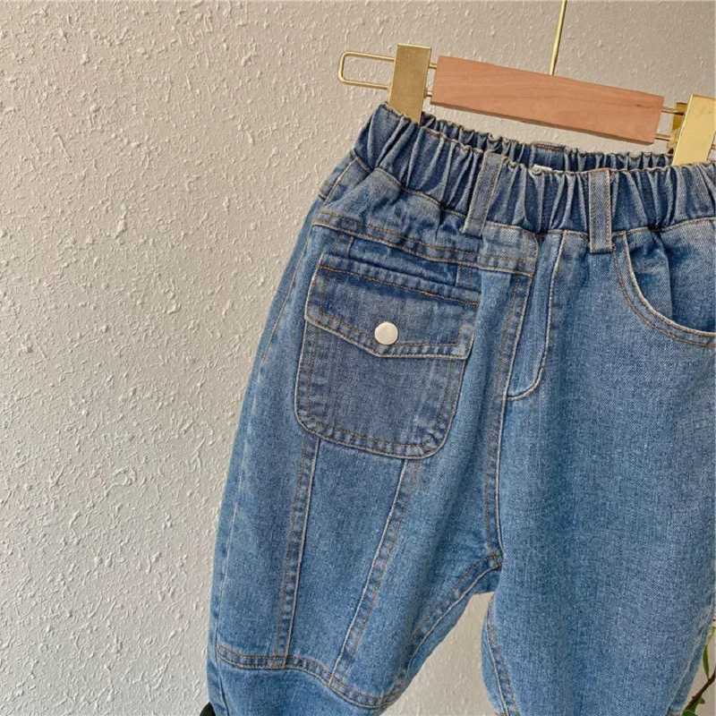 Boys Jeans Childrens Velvet Thick Winter Clothing Personized Front Pocket Warm Baby Casual Pants Kids Clothes Jeans For Girls Z250220