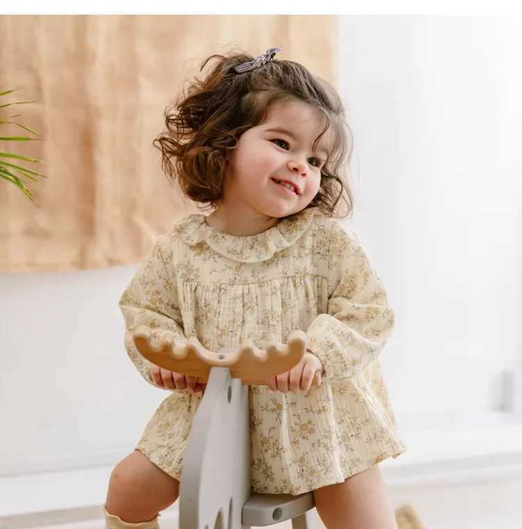 Floral Baby Girl Dresses Spring Organic Cotton Newborn Girl Romper Toddler Girl Clothes X250220