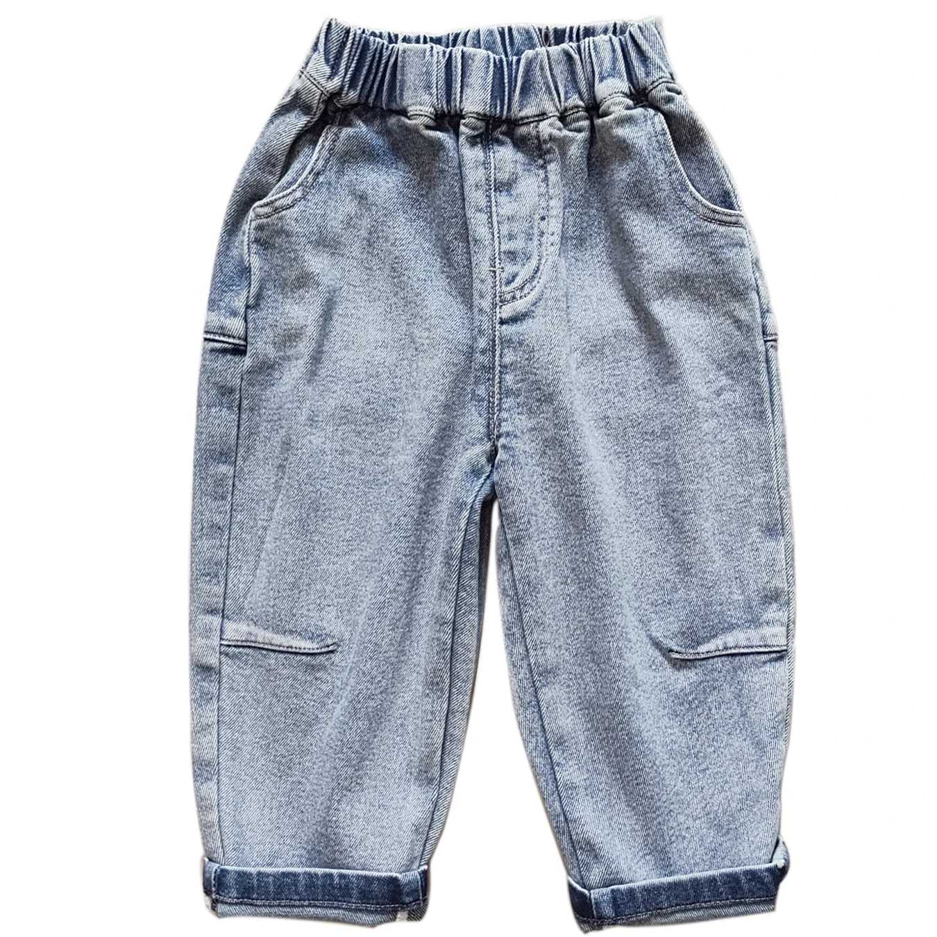 5096 2-5 Year Loose Childrens Jeans Soft Boys Jeans Elastic Waist Casual Pants Z250220