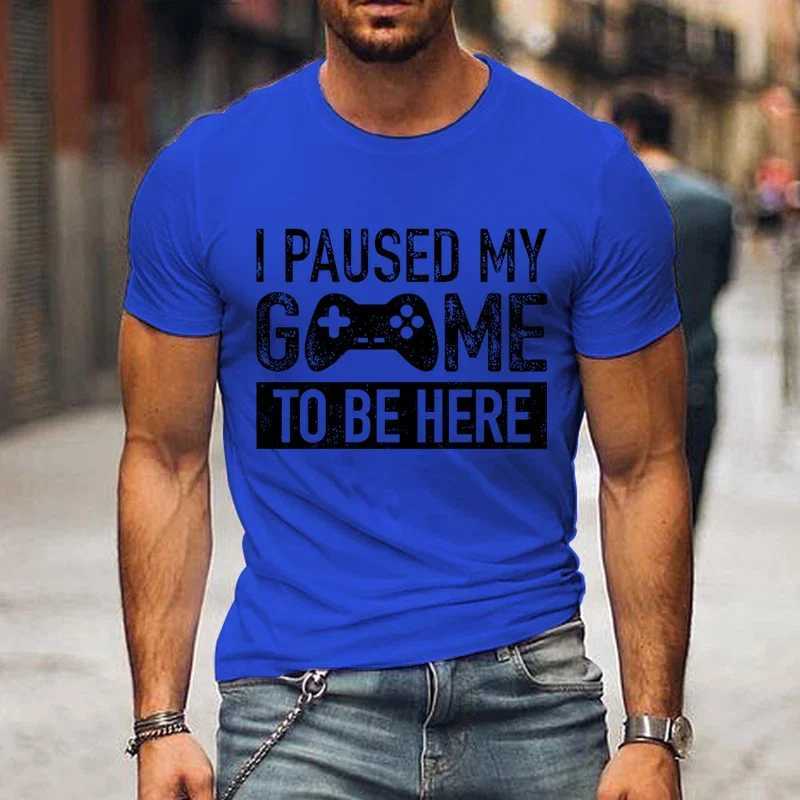 T Shirts for Men Luminous Graphic T Shirts I Paused My Game To Be Here Print T-shirts Gamer Lovers Clothing Hip Hop Streetwear W250220